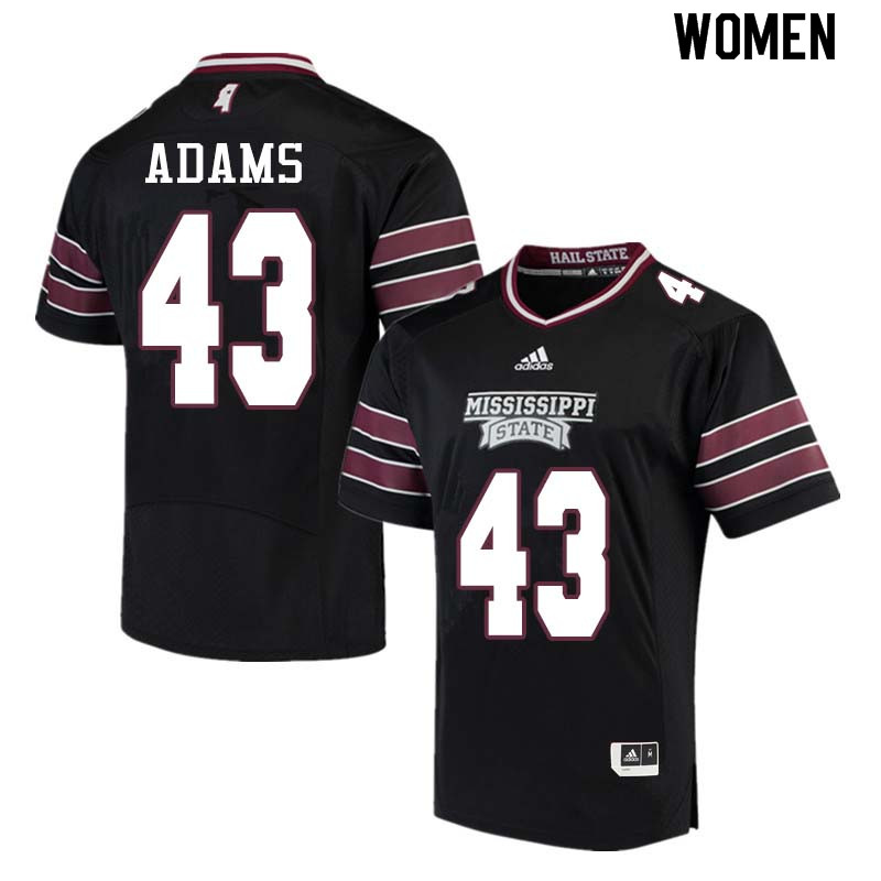 Women #43 Fletcher Adams Mississippi State Bulldogs College Football Jerseys Sale-Black - Click Image to Close